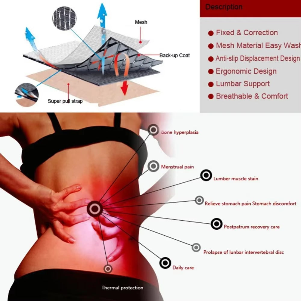 Tourmaline Self Heating Magnetic Therapy Back Waist