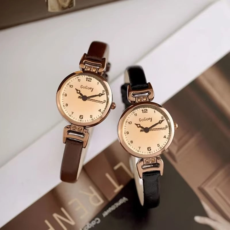 2025 Quartz Watch Women PU Leather Thin Strap Wristwatch