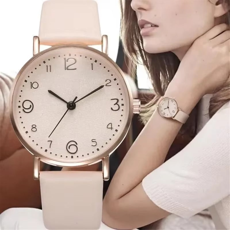Women Watches Casual Arabic Numbers Leather Analog Quartz Watches