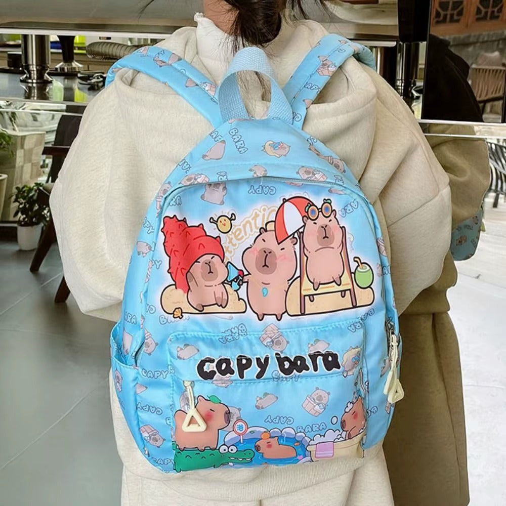 Cute Large Capacity Capybara Backpack Cartoon Breathable Student Schoolbag