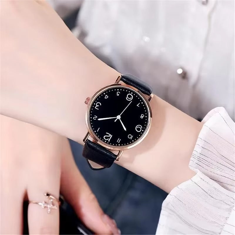 Women Watches Casual Arabic Numbers Leather Analog Quartz Watches