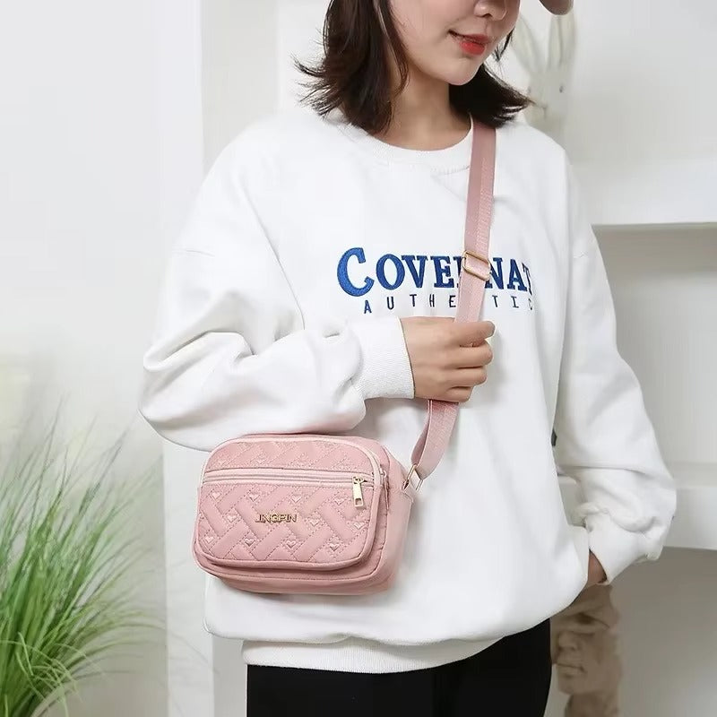 2025 New Fashion Embroidery Women Nylon Square Handbag